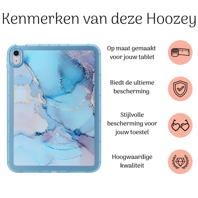 Hoozey - Back Cover geschikt voor Samsung Galaxy Tab S9+/S9 FE+ (2023) - 12.4 inch - Tablet hoes - Marmer print - Blauw