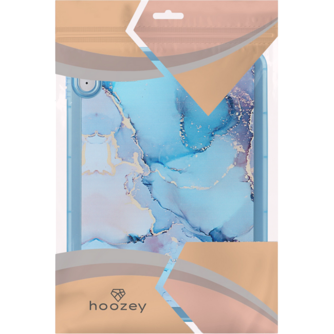 Hoozey - Back Cover geschikt voor Samsung Galaxy Tab S9+/S9 FE+ (2023) - 12.4 inch - Tablet hoes - Marmer print - Blauw