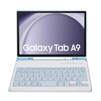 Case2go Case2go - Bluetooth Toetsenbordcase geschikt voor Samsung Galaxy Tab A9 (2023)  - Met stylus pen houder - QWERTY Keyboard case - Blauw