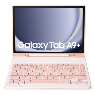 Case2go Case2go - Bluetooth Toetsenbordcase geschikt voor Samsung Galaxy Tab A9 Plus (2023) - Met stylus pen houder - QWERTY Keyboard case - Roze