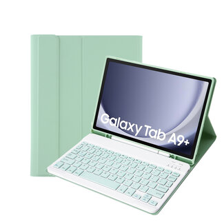 Case2go Case2go - Bluetooth Toetsenbordcase geschikt voor Samsung Galaxy Tab A9 Plus (2023) - Met stylus pen houder - QWERTY Keyboard case - Licht Groen