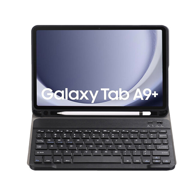 Case2go - Bluetooth Toetsenbordcase geschikt voor Samsung Galaxy Tab A9 Plus (2023) - Met stylus pen houder - QWERTY Keyboard case - Zwart