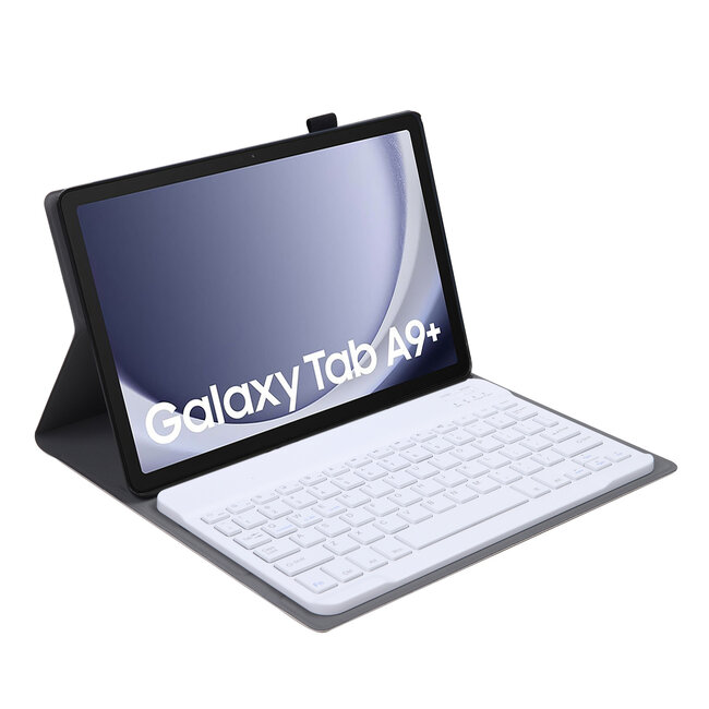Case2go - Bluetooth Toetsenbordcase geschikt voor Samsung Galaxy Tab A9 Plus (2023) - QWERTY Keyboard case - Goud