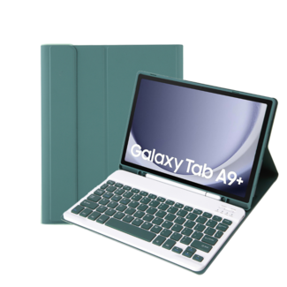 Case2go Case2go - Bluetooth Toetsenbordcase geschikt voor Samsung Galaxy Tab A9 Plus (2023) - Met stylus pen houder - QWERTY Keyboard case - Donker Groen