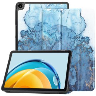 Hoozey Hoozey - Book Case geschikt voor Samsung Galaxy Tab S9 (2023) - 11 inch - Sleep cover - Marmer print - Licht Blauw