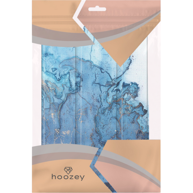 Hoozey - Book Case geschikt voor Samsung Galaxy Tab S9 (2023) - 11 inch - Sleep cover - Marmer print - Licht Blauw