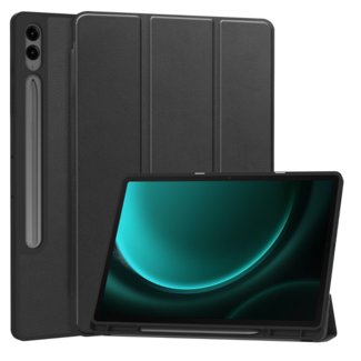 Case2go Case2go - Tablet hoes geschikt voor Samsung Galaxy Tab S9 FE Plus (2023) - Tri-fold Case - Met Pencilhouder - Zwart