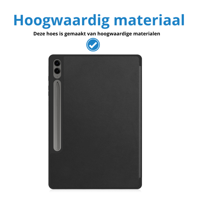 Case2go - Tablet hoes geschikt voor Samsung Galaxy Tab S9 FE Plus (2023) - Tri-fold Case - Met Pencilhouder - Zwart