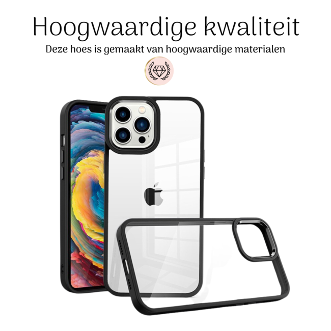Hoozey - Hoesje geschikt voor Apple iPhone 15 Pro Max - Clear Case - Zwart