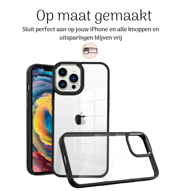 Hoozey - Hoesje geschikt voor Apple iPhone 15 Pro Max - Clear Case - Zwart