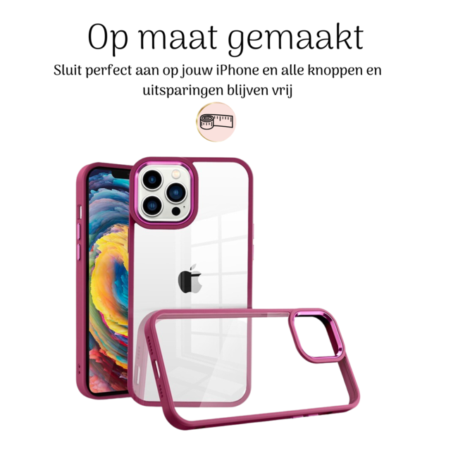 Hoozey - Hoesje geschikt voor Apple iPhone 15 Plus - Clear Case - Donker Rood