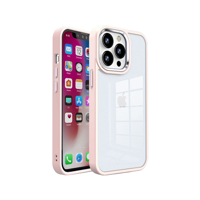 Hoozey - Hoesje geschikt voor Apple iPhone 15 Pro Max - Clear Case - Licht Roze