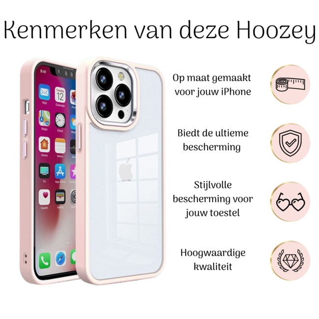 Hoozey - Hoesje geschikt voor Apple iPhone 15 Pro Max - Clear Case - Licht Roze