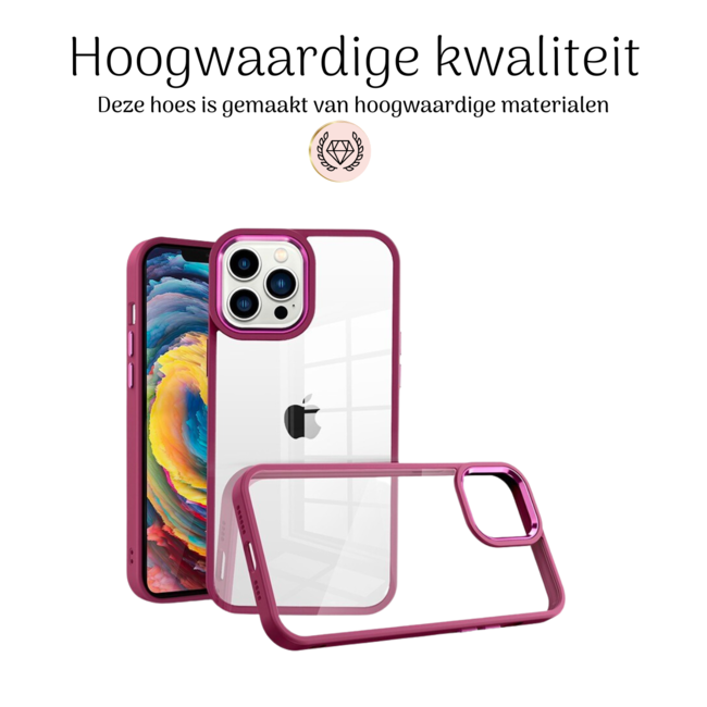 Hoozey - Hoesje geschikt voor Apple iPhone 15 - Clear Case - Donker Rood