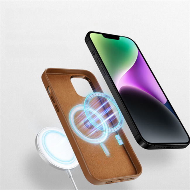 Dux Ducis Grit Apple Hoesje geschikt voor iPhone 14 Max - MagSafe Back Cover Bruin