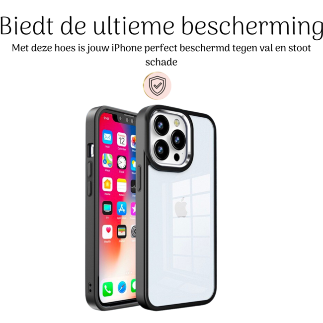 Hoozey - Hoesje geschikt voor Apple iPhone 15 Plus - Clear Case - Zwart