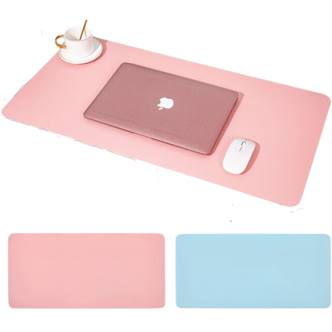 Muismat XXL - Bureau Onderlegger - Muismatten - Anti Slip - 100x50 cm - Kunstleer - Roze/Licht Blauw afbeelding