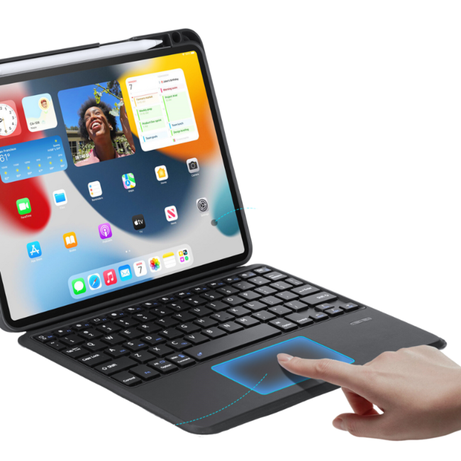 Dux Ducis - Toetsenbord hoes geschikt voor Apple iPad Pro 12.9 - Afneembaar - QWERTY - Tablet toetsenbord met touchpad - Zwart