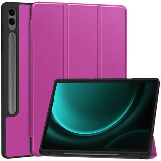 Case2go Case2go - Tablet hoes geschikt voor Samsung Galaxy Tab S9 FE Plus (2023) - Tri-fold Case - Met Pencilhouder - Paars