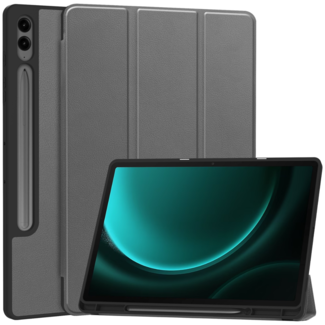 Case2go Case2go - Tablet hoes geschikt voor Samsung Galaxy Tab S9 FE Plus (2023) - Tri-fold Case - Met Pencilhouder - Grijs