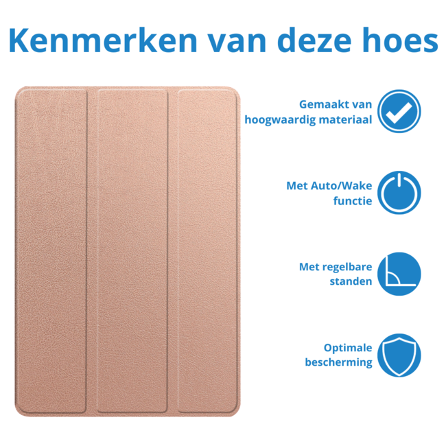 Case2go - Tablet hoes geschikt voor Samsung Galaxy Tab S9 FE Plus (2023) - Tri-fold Case - Met Pencilhouder - Rose Goud