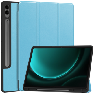 Case2go Case2go - Tablet hoes geschikt voor Samsung Galaxy Tab S9 FE Plus (2023) - Tri-fold Case - Met Pencilhouder - Licht Blauw