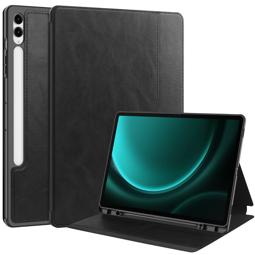 Case2go - Tablet hoes geschikt voor Samsung Galaxy Tab S9 FE Plus (2023) - Business Wallet Book Case - Auto Wake/Sleep functie - Zwart afbeelding
