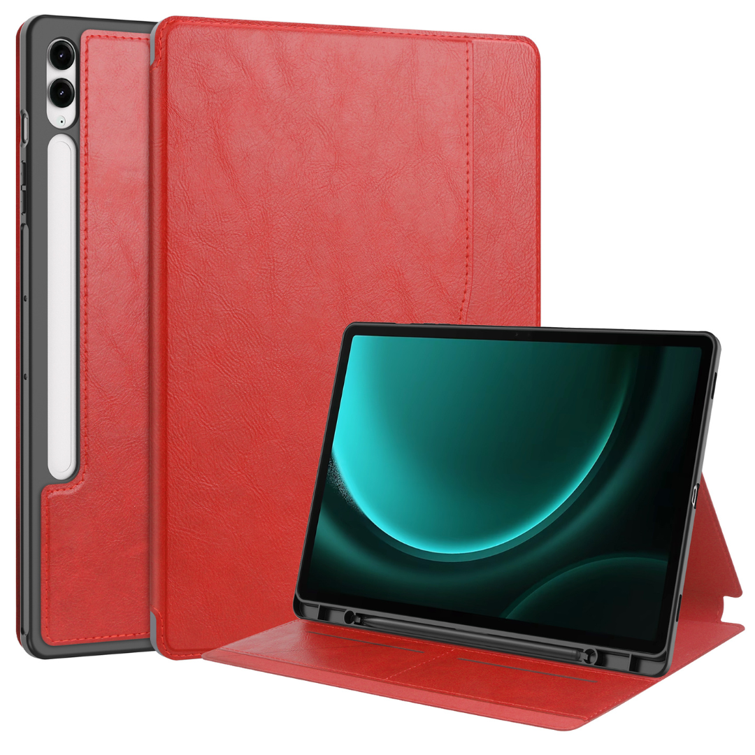 Case2go - Tablet hoes geschikt voor Samsung Galaxy Tab S9 FE Plus (2023) - Business Wallet Book Case - Auto Wake/Sleep functie - Rood afbeelding