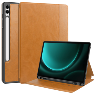Case2go Case2go - Tablet hoes geschikt voor Samsung Galaxy Tab S9 FE Plus (2023) - Business Wallet Book Case - Auto Wake/Sleep functie - Bruin