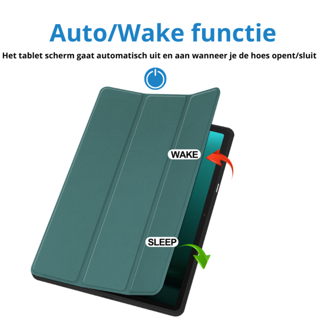 Case2go - Tablet hoes geschikt voor Samsung Galaxy Tab S9 FE (2023) - Tri-fold Case - Met Pencilhouder - Donker Groen