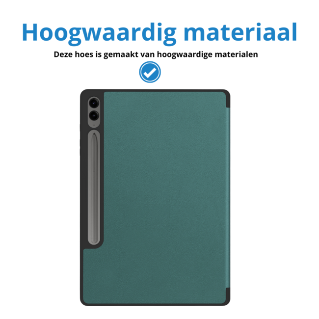 Case2go - Tablet hoes geschikt voor Samsung Galaxy Tab S9 FE (2023) - Tri-fold Case - Met Pencilhouder - Donker Groen
