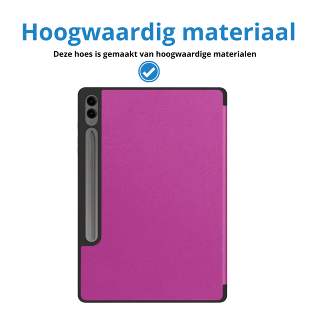Case2go - Tablet hoes geschikt voor Samsung Galaxy Tab S9 FE (2023) - Tri-fold Case - Met Pencilhouder - Paars