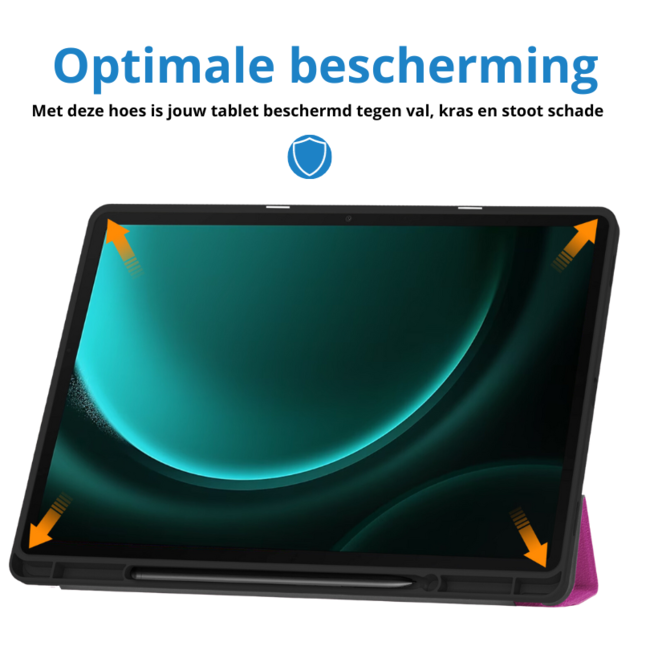 Case2go - Tablet hoes geschikt voor Samsung Galaxy Tab S9 FE (2023) - Tri-fold Case - Met Pencilhouder - Paars