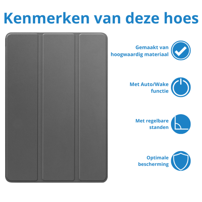 Case2go - Tablet hoes geschikt voor Samsung Galaxy Tab S9 FE (2023) - Tri-fold Case - Met Pencilhouder - Grijs