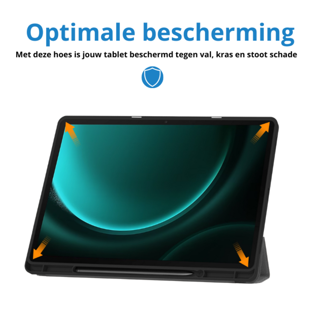Case2go - Tablet hoes geschikt voor Samsung Galaxy Tab S9 FE (2023) - Tri-fold Case - Met Pencilhouder - Grijs