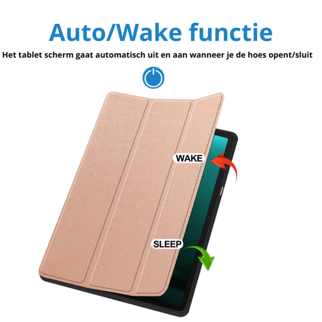 Case2go - Tablet hoes geschikt voor Samsung Galaxy Tab S9 FE (2023) - Tri-fold Case - Met Pencilhouder - Rosegoud