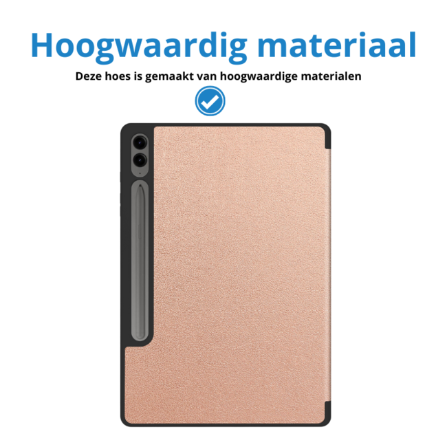 Case2go - Tablet hoes geschikt voor Samsung Galaxy Tab S9 FE (2023) - Tri-fold Case - Met Pencilhouder - Rosegoud