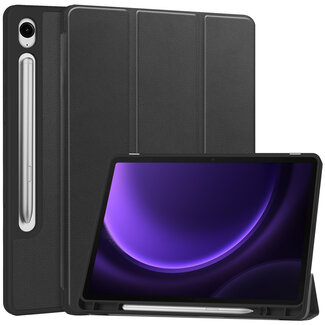 Case2go Case2go - Tablet hoes geschikt voor Samsung Galaxy Tab S9 FE (2023) - Tri-fold Case - Met Pencilhouder - Zwart