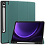 Case2go Case2go - Tablet hoes geschikt voor Samsung Galaxy Tab S9 FE (2023) - Tri-fold Case - Met Pencilhouder - Donker Groen