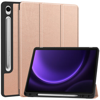 Case2go Case2go - Tablet hoes geschikt voor Samsung Galaxy Tab S9 FE (2023) - Tri-fold Case - Met Pencilhouder - Rosegoud