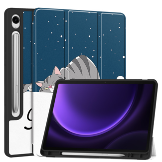 Case2go Case2go - Tablet hoes geschikt voor Samsung Galaxy Tab S9 FE (2023) - Tri-fold Case - Met Pencilhouder - Good Night