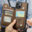 CaseMe - Telefoonhoesje geschikt voor iPhone 15 Pro - Back Cover met RFID Pasjeshouder - Bruin