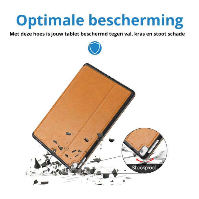 Case2go - Tablet hoes geschikt voor Apple iPad 10.2 (2021/2020/2019) - Business Wallet Book Case - Auto Wake/Sleep functie - Licht Bruin