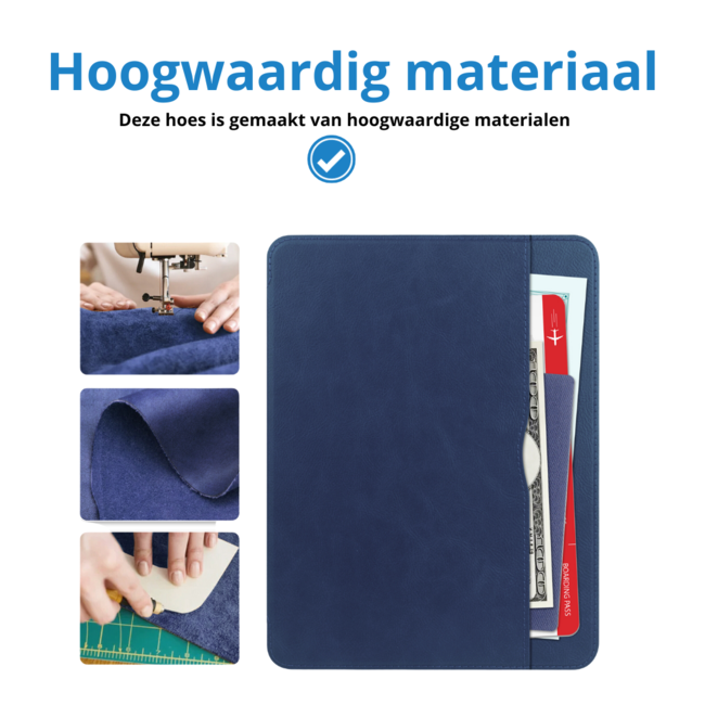 Case2go - Tablet hoes geschikt voor Apple iPad Pro 11 (2018/2022) /Air 4/5 (2020/2022) - Business Wallet Book Case met Pencilhouder - Auto Wake/Sleep functie - Donker Blauw