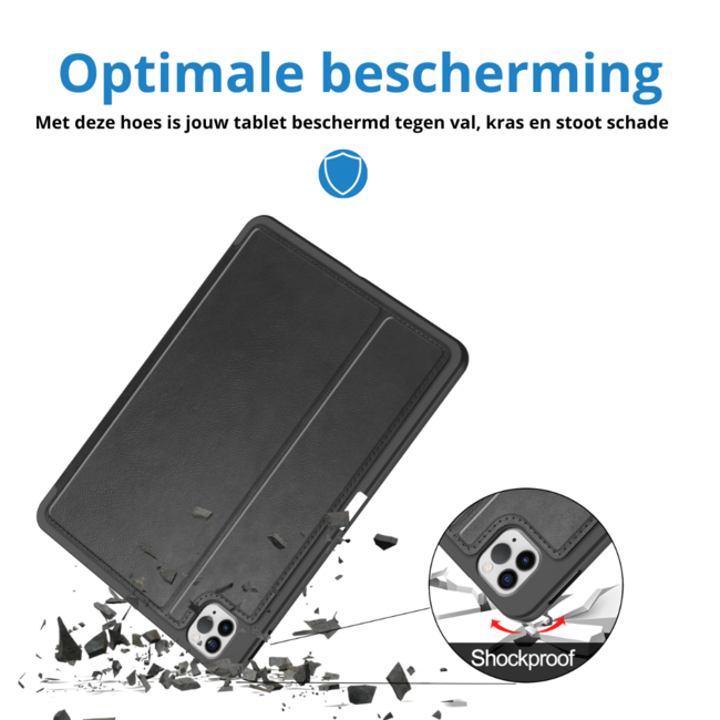 Case2go - Tablet hoes geschikt voor Apple iPad Pro 11 (2018/2022) /Air 4/5 (2020/2022) - Business Wallet Book Case met Pencilhouder - Auto Wake/Sleep functie - Zwart