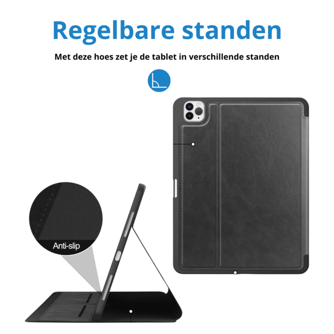 Case2go - Tablet hoes geschikt voor Apple iPad Pro 11 (2018/2022) /Air 4/5 (2020/2022) - Business Wallet Book Case met Pencilhouder - Auto Wake/Sleep functie - Zwart
