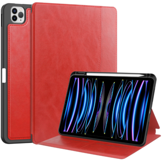 Case2go Case2go - Tablet hoes geschikt voor Apple iPad Pro 11 (2018/2022) / Air 4/5 (2020/2022) - Business Wallet Book Case met Pencilhouder - Auto Wake/Sleep functie - Rood