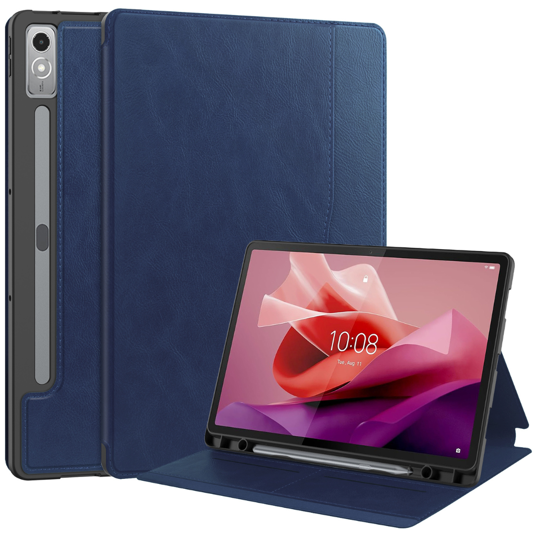 Case2go - Hoes geschikt voor Lenovo Tab P12 (2023) - Business Book Case - Auto Wake/Sleep functie - Opbergvak - Donker Blauw afbeelding