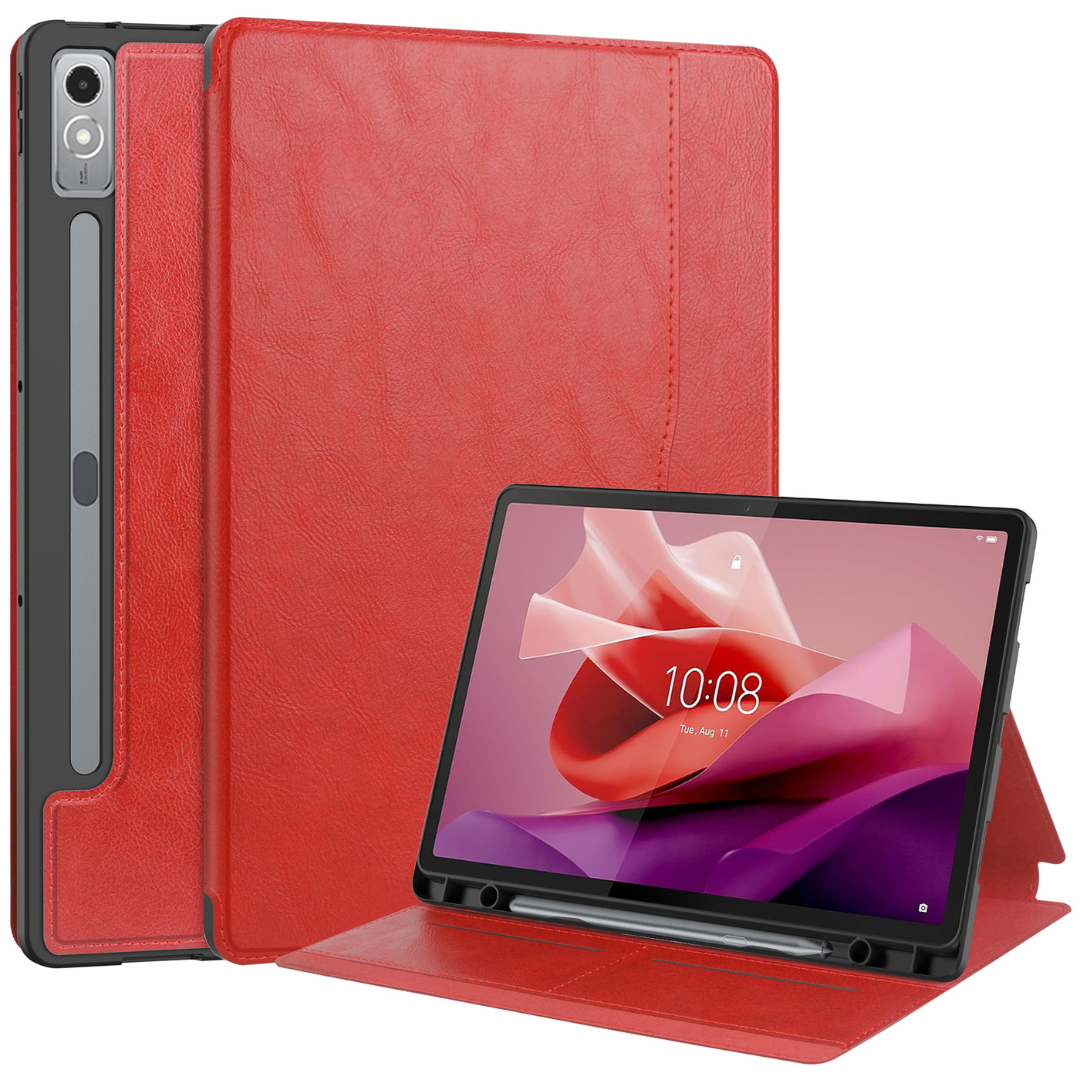 Case2go - Hoes geschikt voor Lenovo Tab P12 (2023) - Business Book Case - Auto Wake/Sleep functie - Opbergvak - Rood afbeelding
