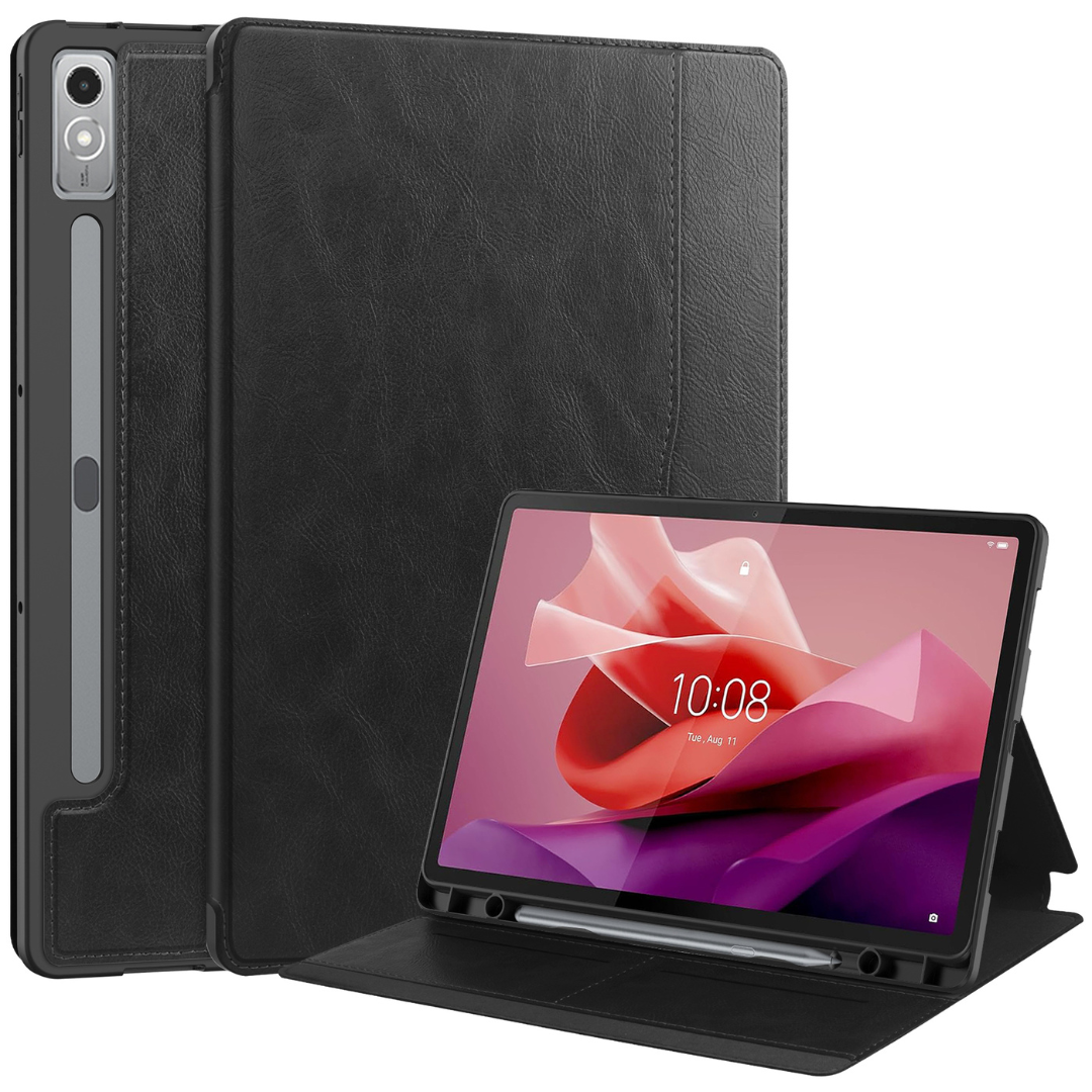 Case2go - Hoes geschikt voor Lenovo Tab P12 (2023) - Business Book Case - Auto Wake/Sleep functie - Opbergvak - Zwart afbeelding